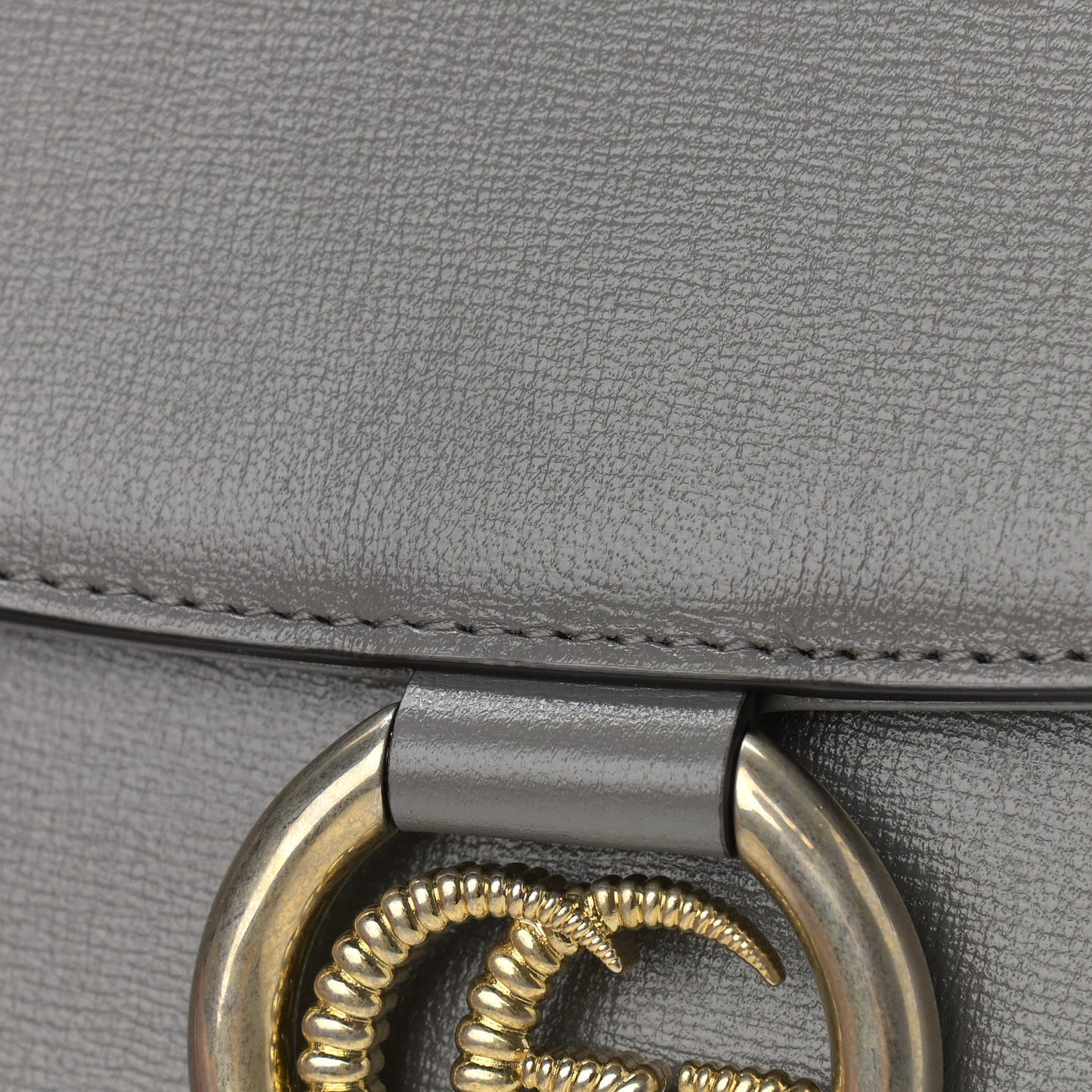 Textured Calfskin Small Torchon GG Ring Shoulder Bag Dusty Grey
