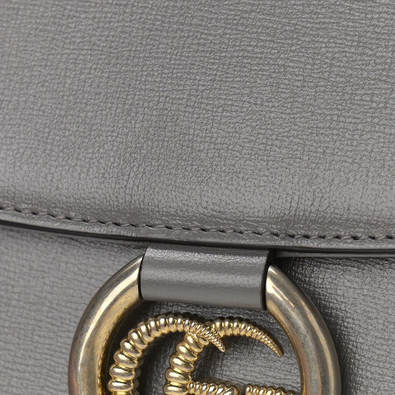Gucci Textured Calfskin Small Torchon GG Ring Shoulder Bag Dusty Grey 10 of 11