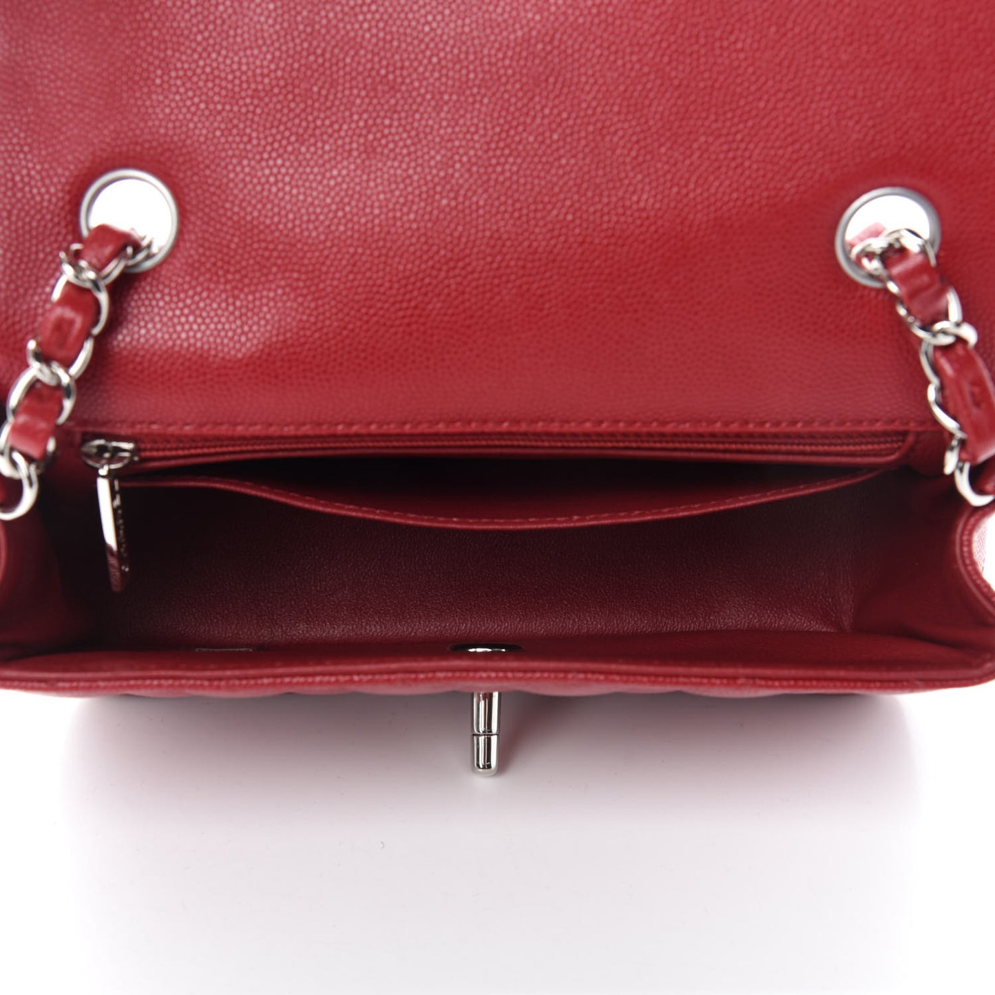 Caviar Quilted Mini Rectangular Flap Red