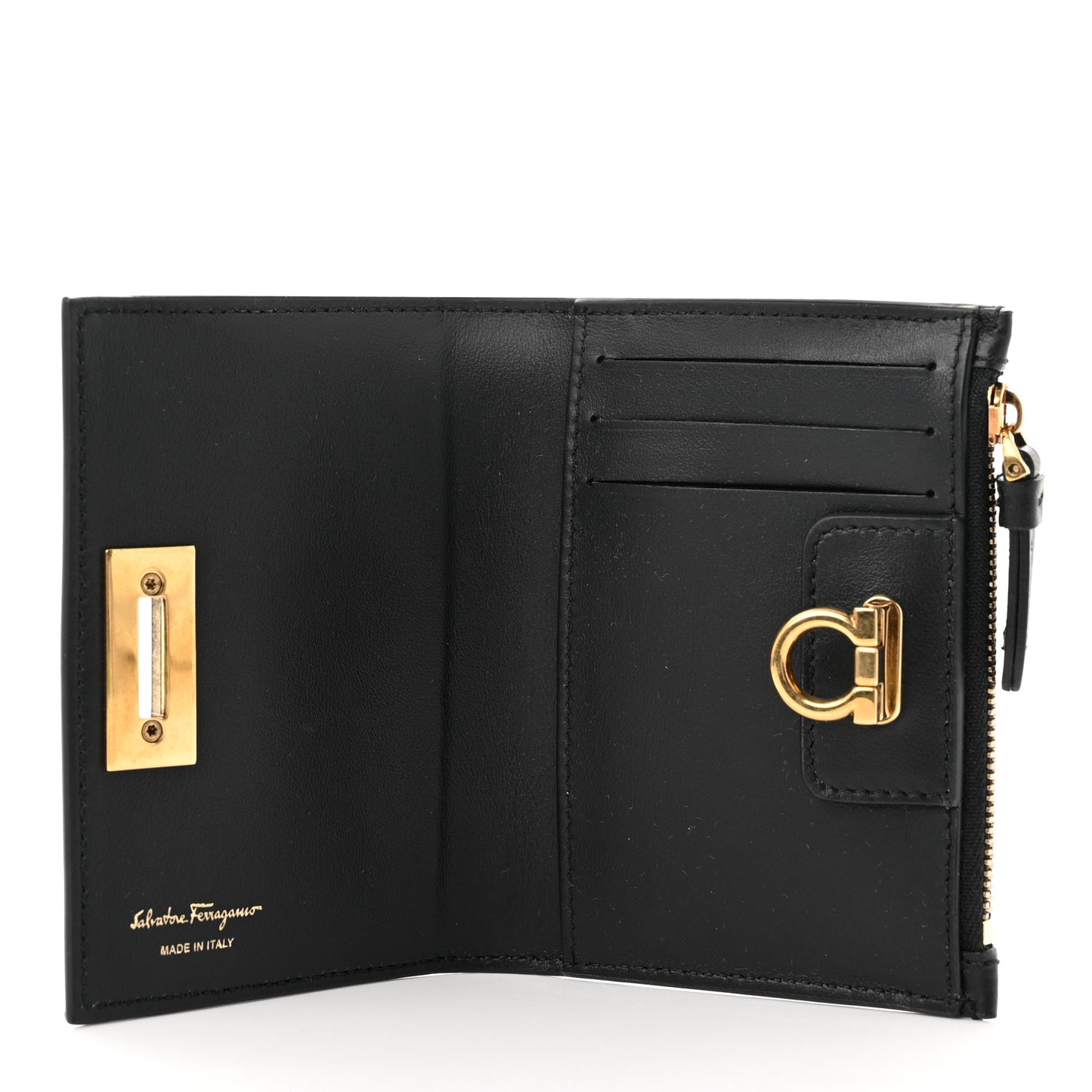 Calfskin Gancini Chain Wallet Black