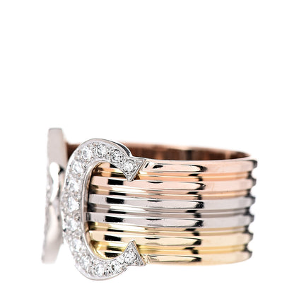 Cartier 18K Pink Yellow White Gold Diamond C De Ring 57 7.5 3 of 6