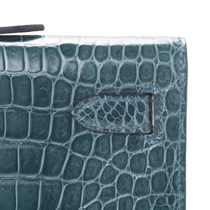 Hermes Shiny Porosus Crocodile Kelly Cut Pochette Colvert 10 of 23
