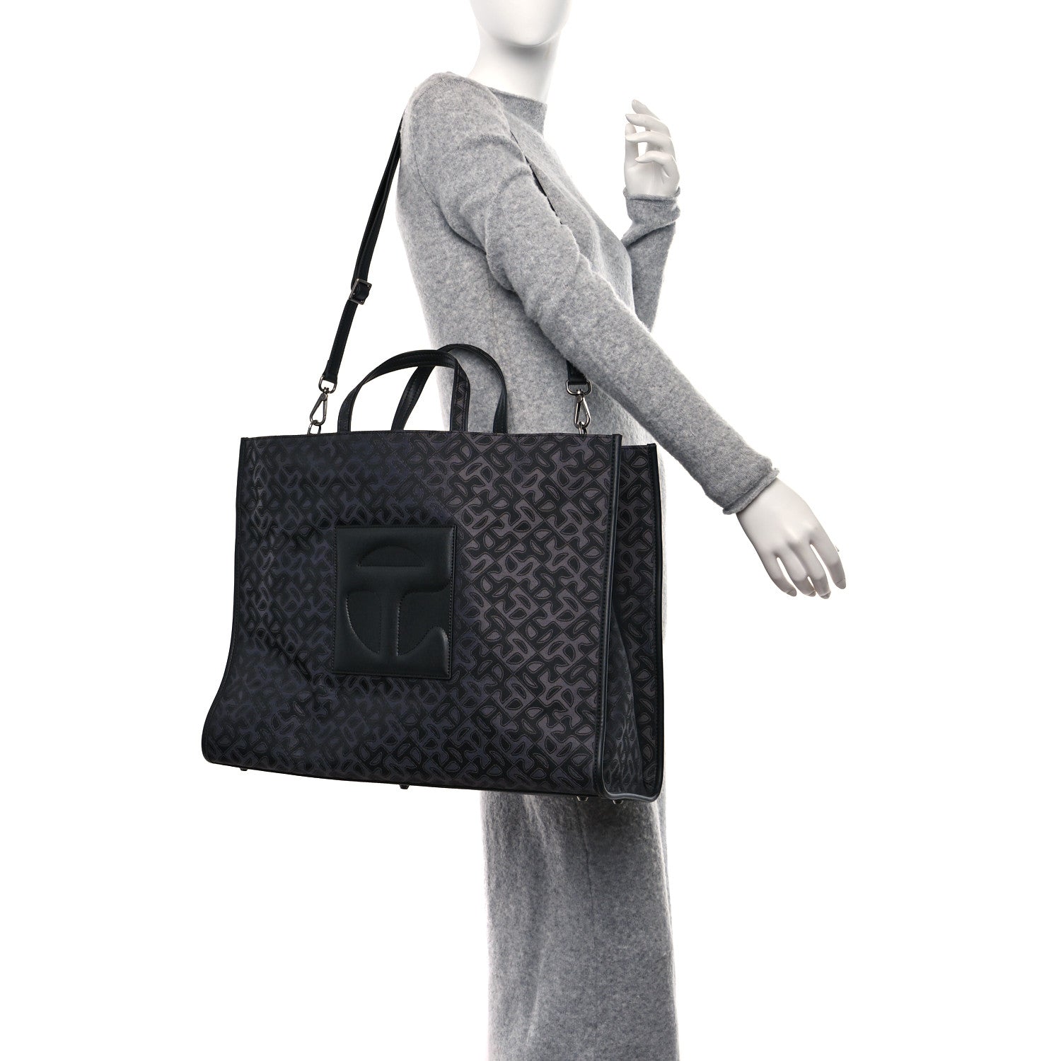 Telfar Monogram Jacquard Large Shopping Bag Black 2 of 8