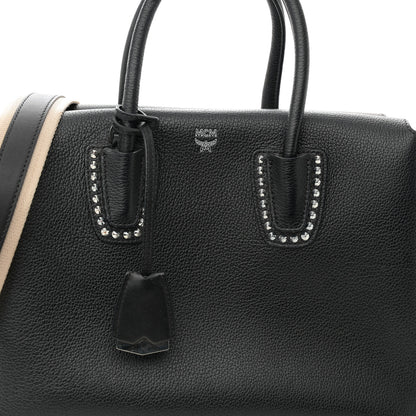 MCM Grained Calfskin Studded Medium Milla Tote Black 8 of 13