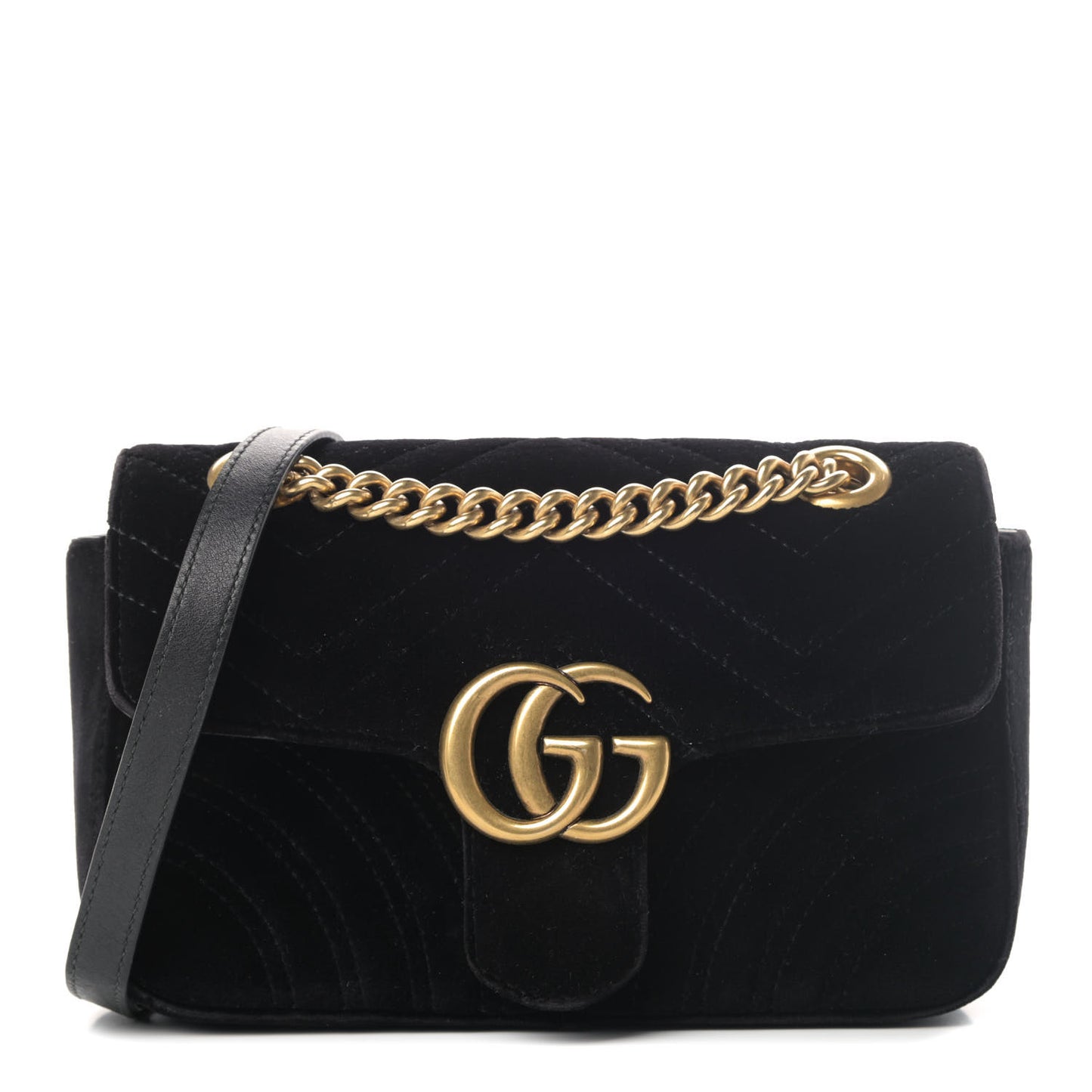Velvet Matelasse Mini GG Marmont Shoulder Bag Black
