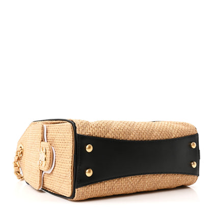 Chanel Braided Raffia Calfskin Quilted Mini Chanel 25 Handbag Beige Black 4 of 11