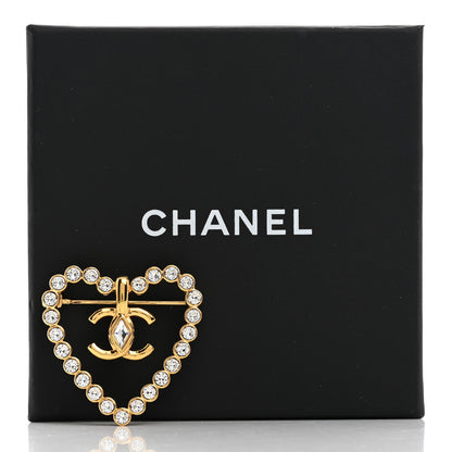 Chanel Crystal Heart CC Brooch Gold 4 of 4