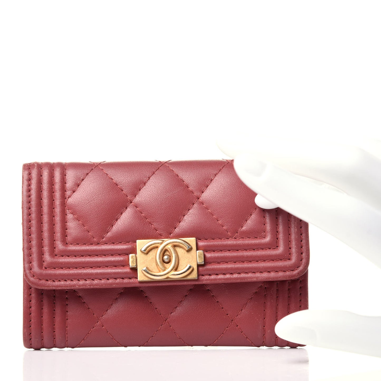 Lambskin Quilted Boy Card Holder Wallet Pink
