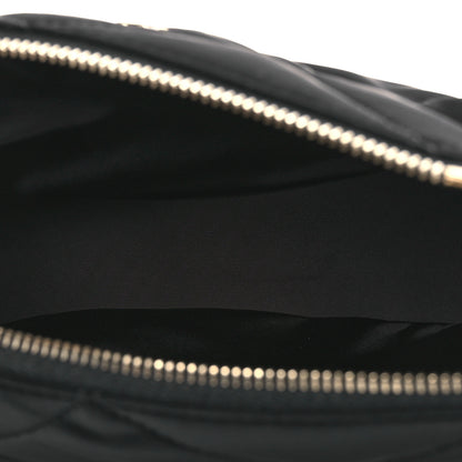 Chanel Velvet Effect Nylon Shiny Crumpled Calfskin Coco Neige Quilted Clutch With Chain Black 6 of 15