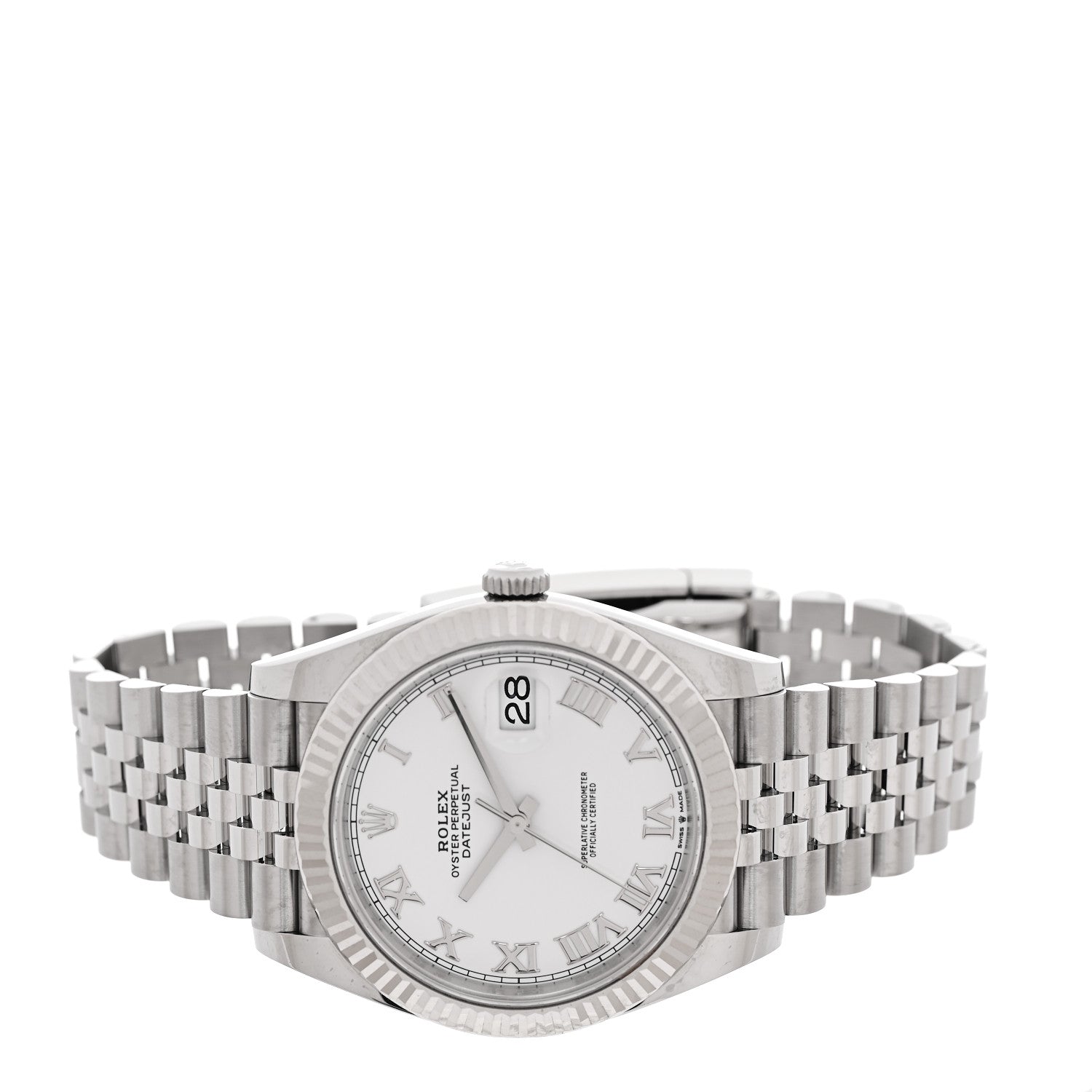 Rolex Stainless Steel 18K White Gold 41mm Oyster Perpetual Datejust Watch White Roman 126334 2 of 5
