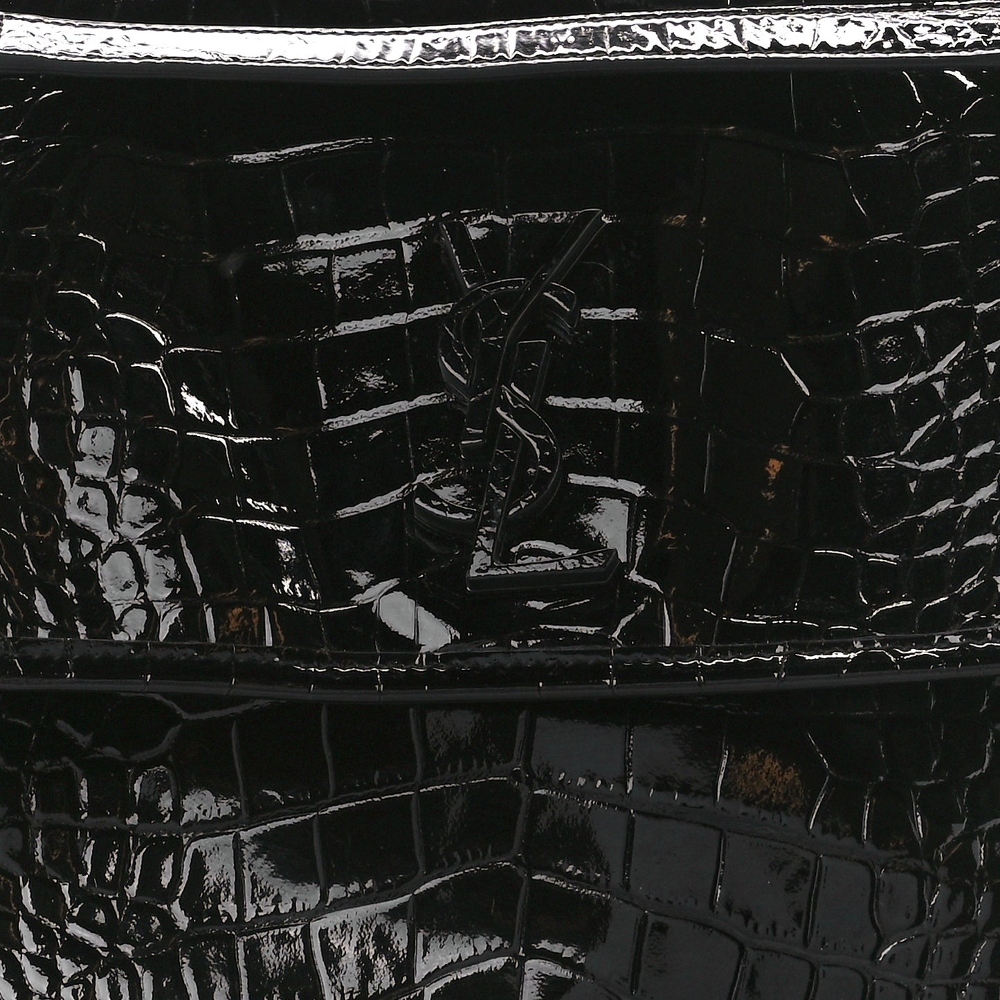 Patent Crocodile Embossed Lambskin Monogram Medium Niki Chain Satchel Black