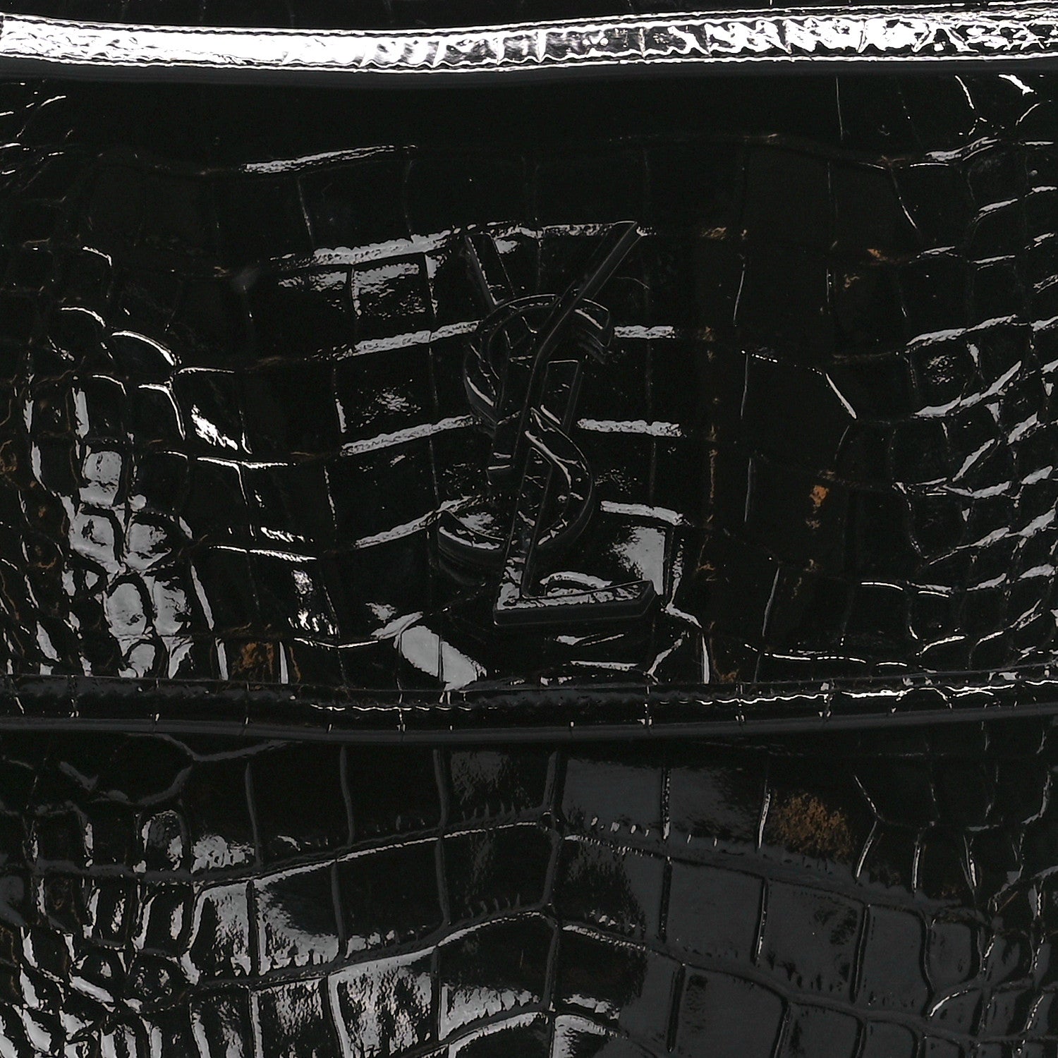 Saint Laurent Patent Crocodile Embossed Lambskin Monogram Medium Niki Chain Satchel Black 10 of 12