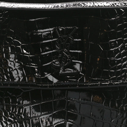 Saint Laurent Patent Crocodile Embossed Lambskin Monogram Medium Niki Chain Satchel Black 10 of 12