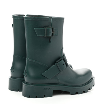 Jimmy Choo Rubber Yael Flat Rain Boots 35 Dark Green 4 of 8