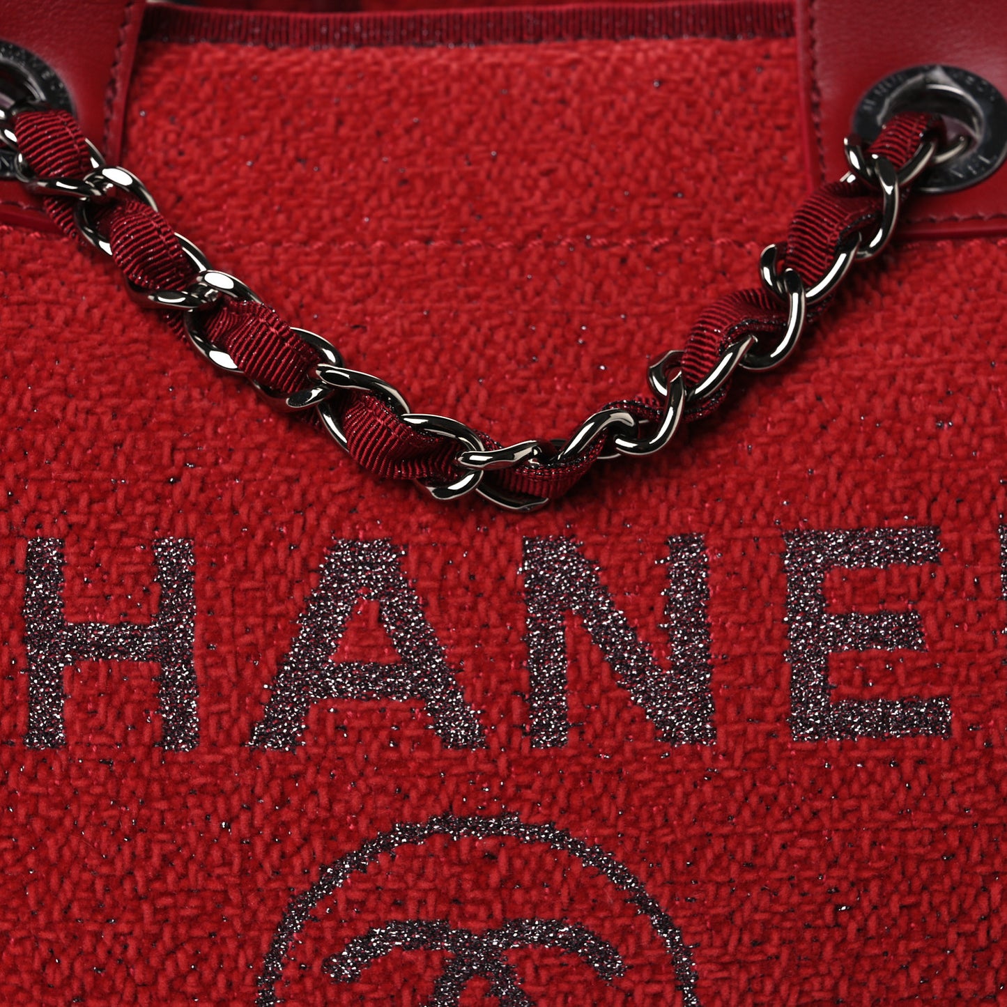 Lurex Boucle Medium Deauville Tote Red