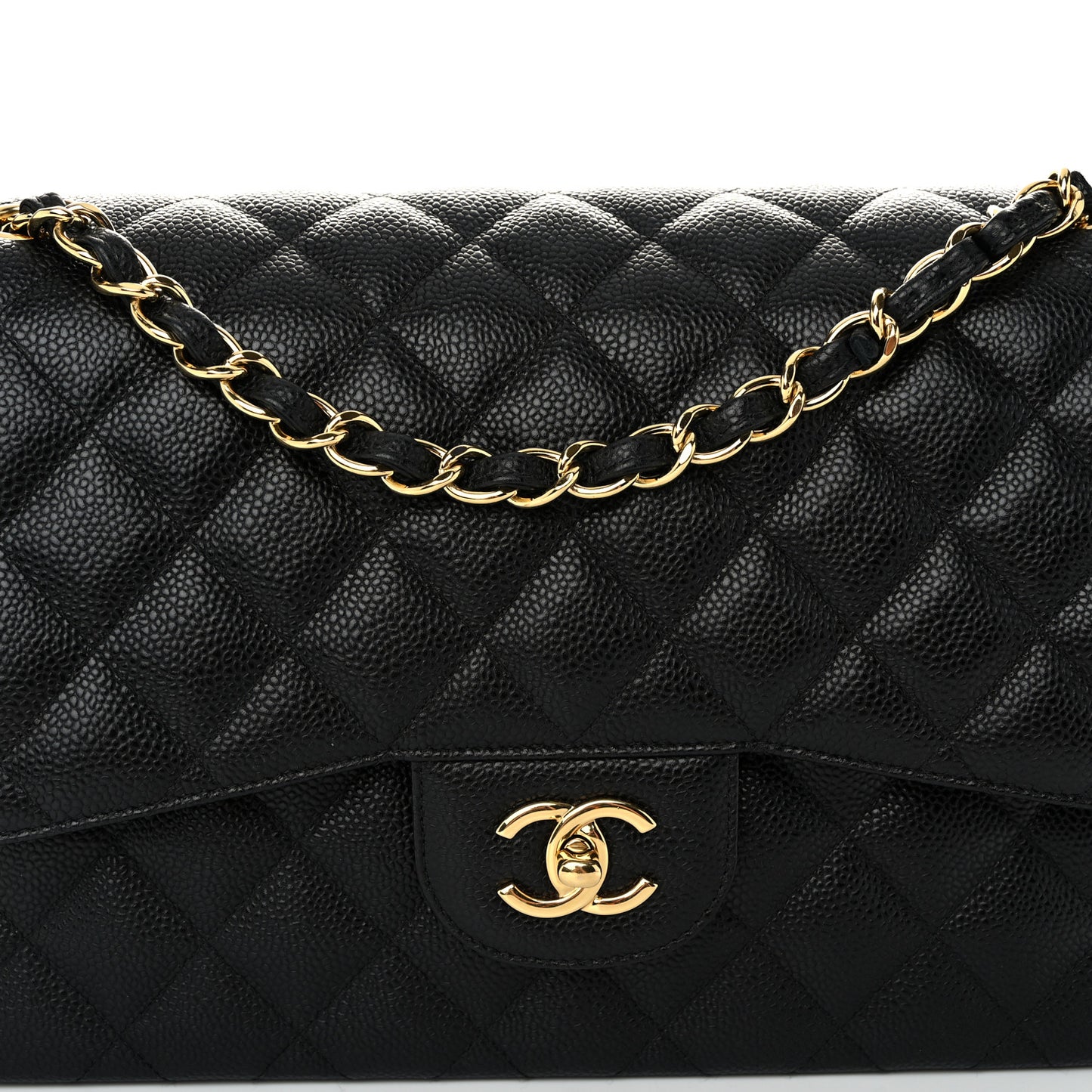 Caviar Quilted Jumbo Double Flap Black
