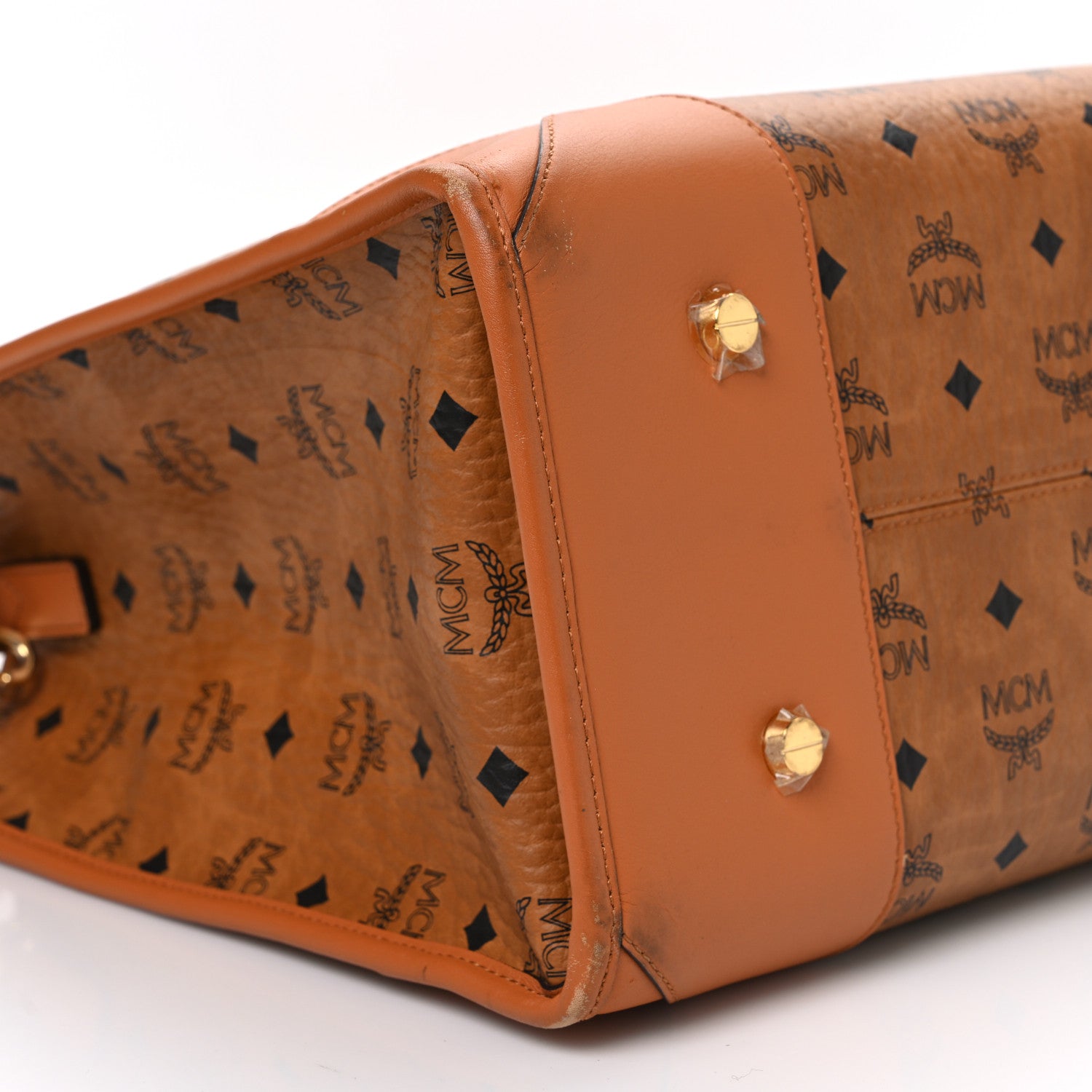 MCM
バックパック
リュック　ビジュー付き MCM Visetos X-Large Munchen Tote Cognac 1820799 – FASHIONPHILE