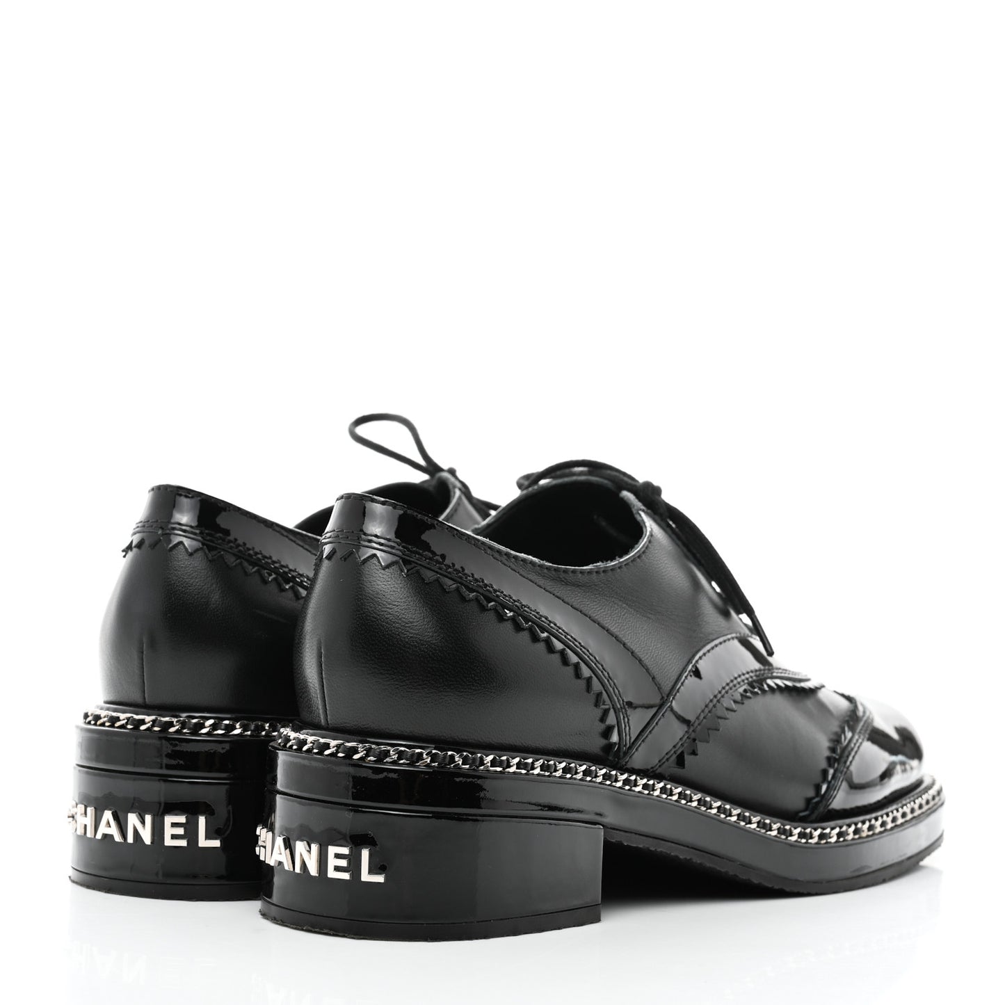 Lambskin Patent Calfskin CC Brogue Lace Up Oxfords 39.5 Black