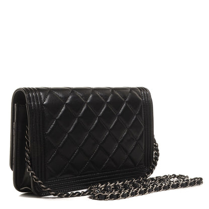 Chanel Lambskin Boy Wallet On Chain WOC Black 3 of 9