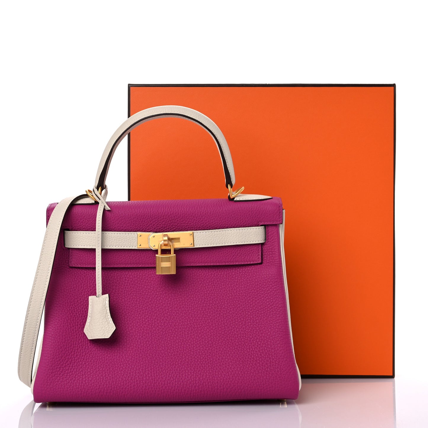 Togo Horseshoe Kelly Retourne 28 Rose Pourpre Craie