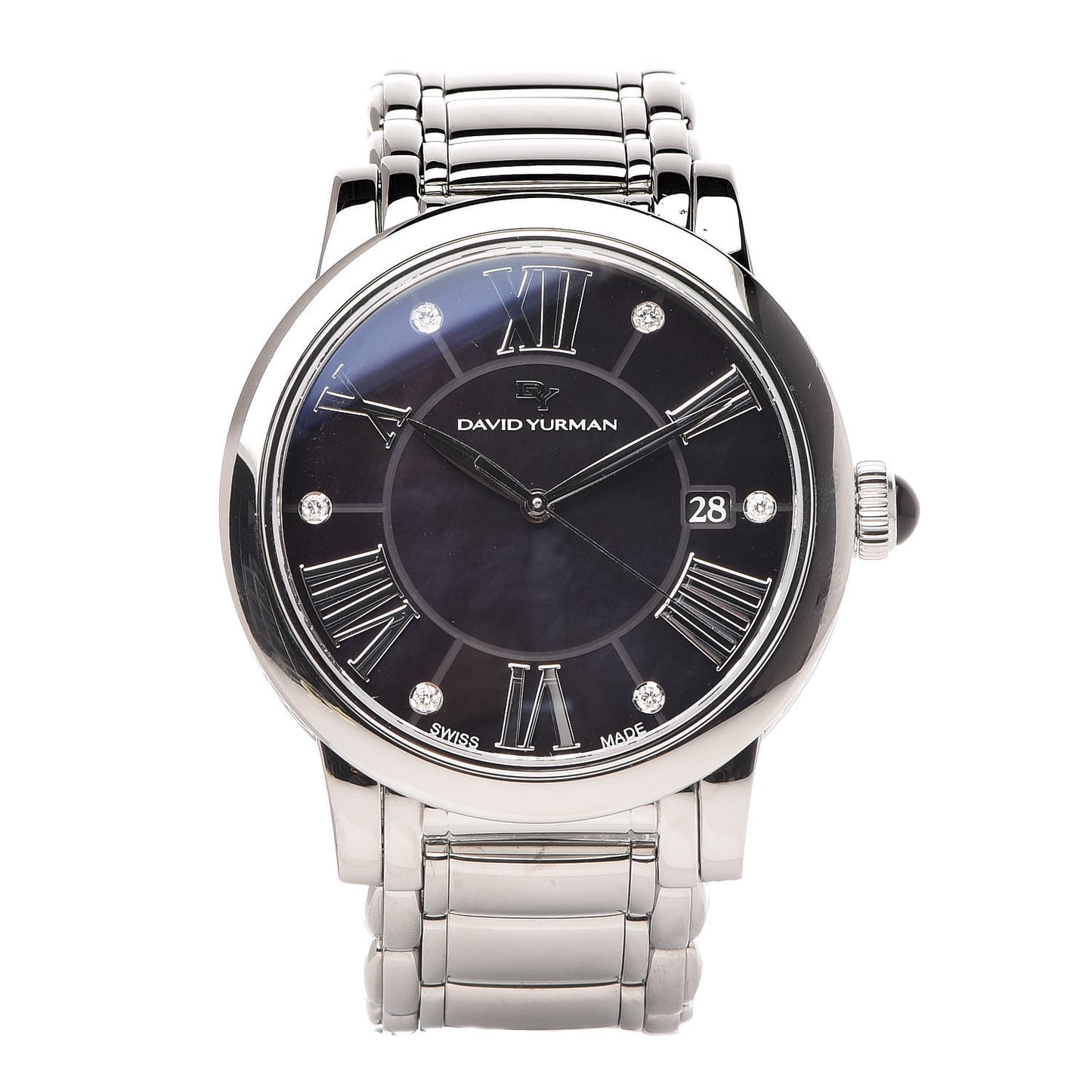 Stainless Steel Diamond Black Mother of Pearl 38mm Classic Quartz Watch