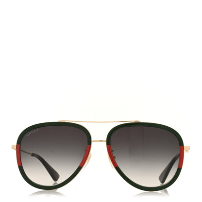 Gucci Web Aviator Sunglasses GG0062S Green Red 2 of 7