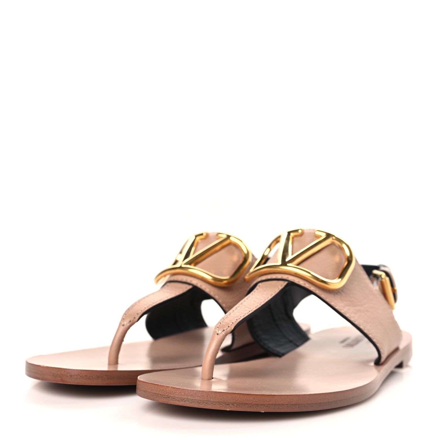 Valentino Garavani Grainy Cowhide Vlogo Slingback Flat Thong Sandals 35.5 Rose Cannelle 3 of 8