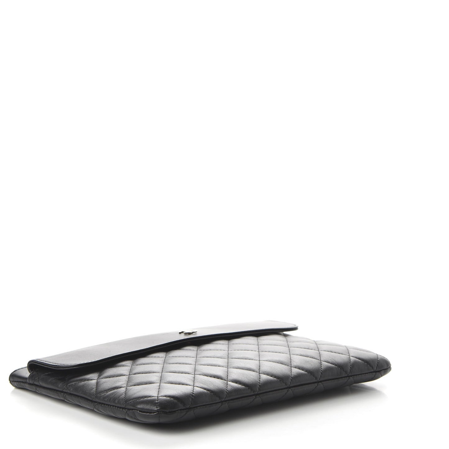 Lambskin Quilted Medium Flap Cosmetic Case Black