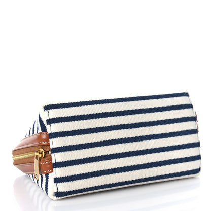 Celine Canvas Calfskin Striped Triomphe Mini Clutch on Chain Navy 4 of 8