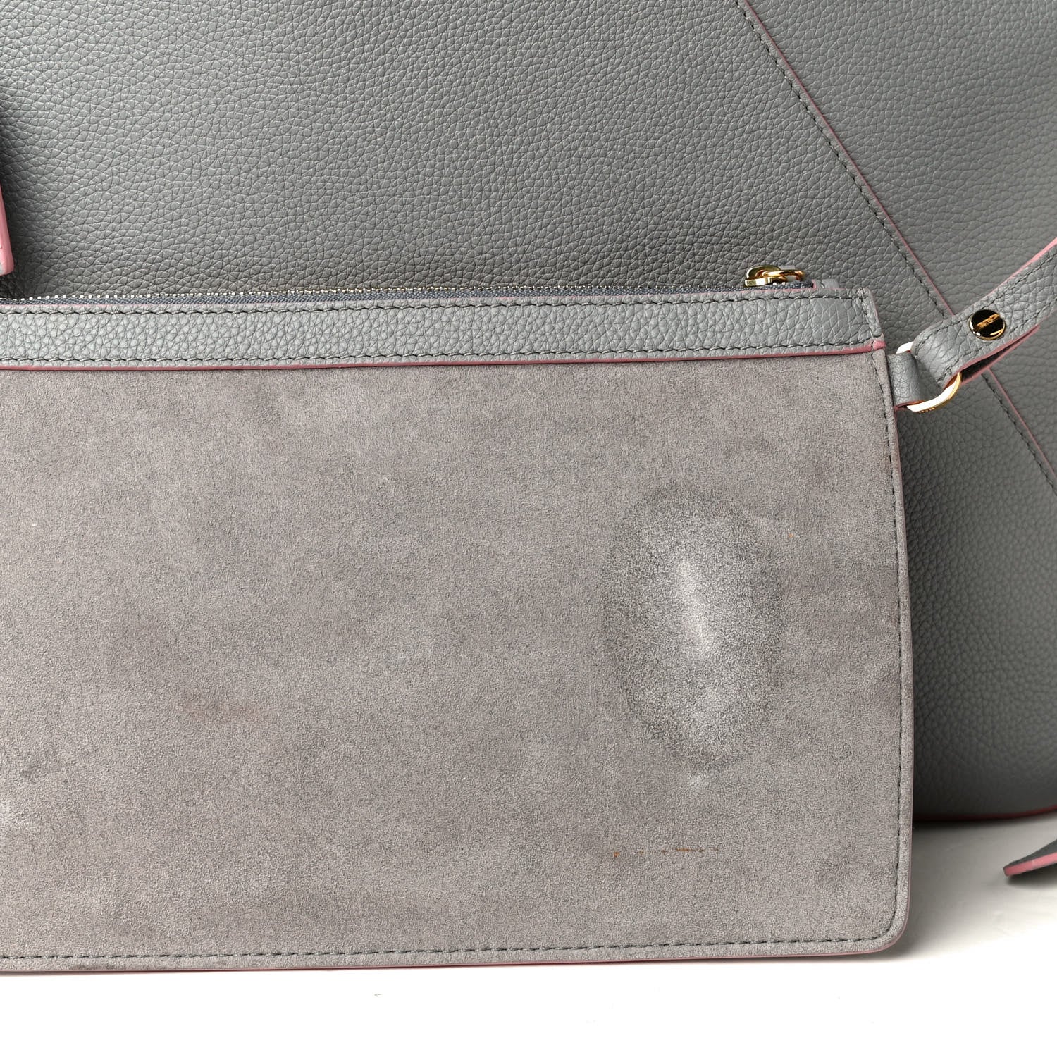 MCM Grained Calfskin Top Handle Tote Grey Pink 6 of 7