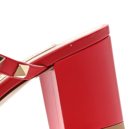 Valentino Garavani Calfskin Rockstud 60mm Caged Slide Sandals 37.5 Rosso Valentino 9 of 9