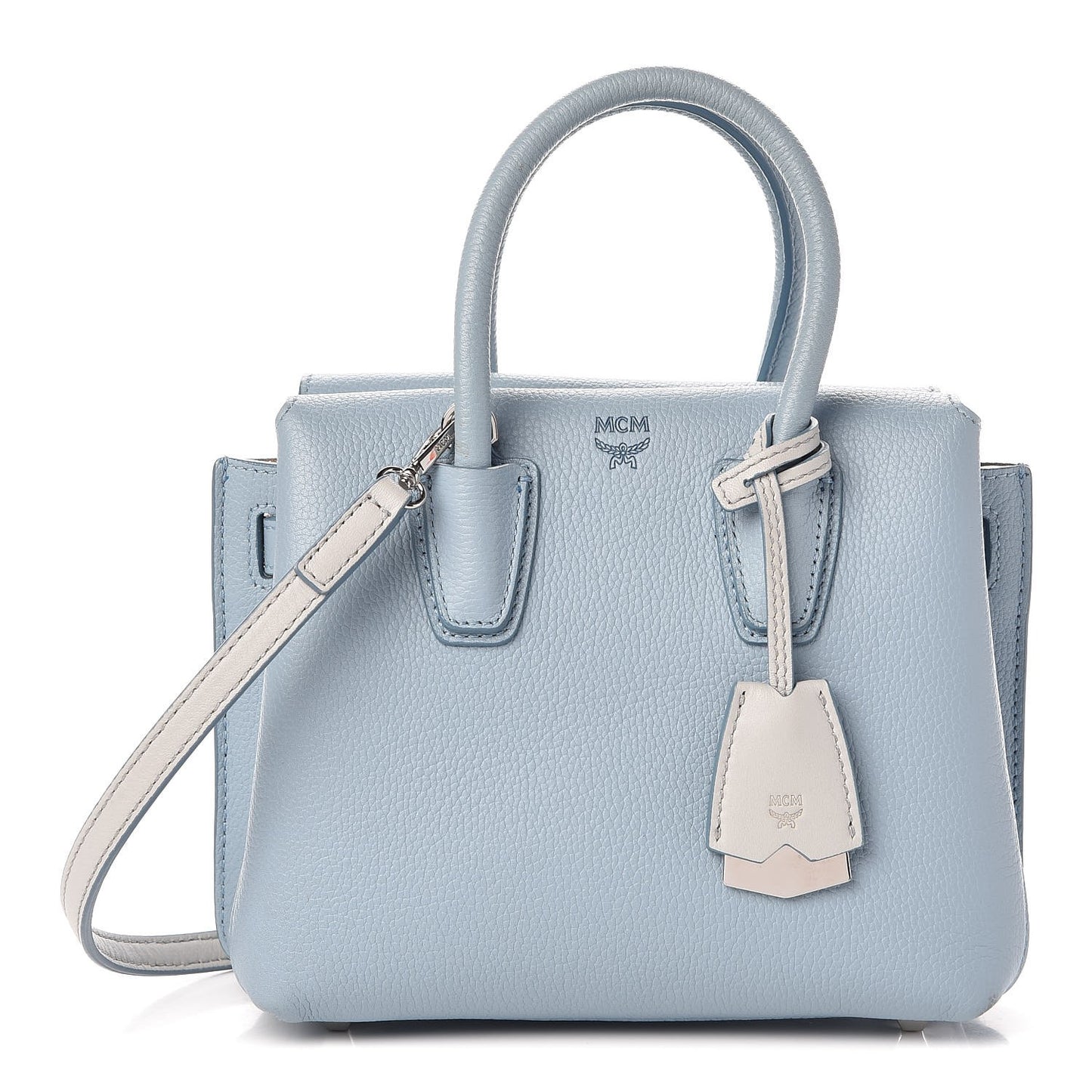 Grained Calfskin Mini Milla Tote Sky Blue