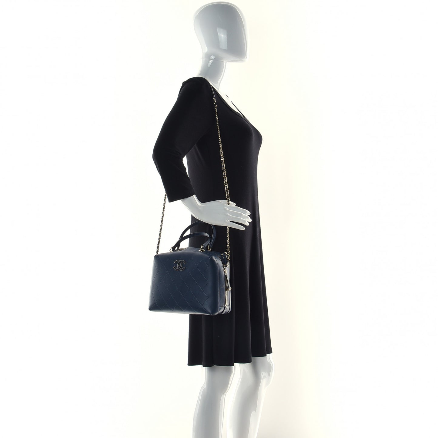 Calfskin Stitched CC Camera Case Bag Blue