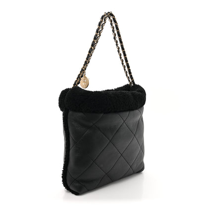 Chanel Aged Lambskin Shearling Quilted Small Chanel 22 Black 4 of 12