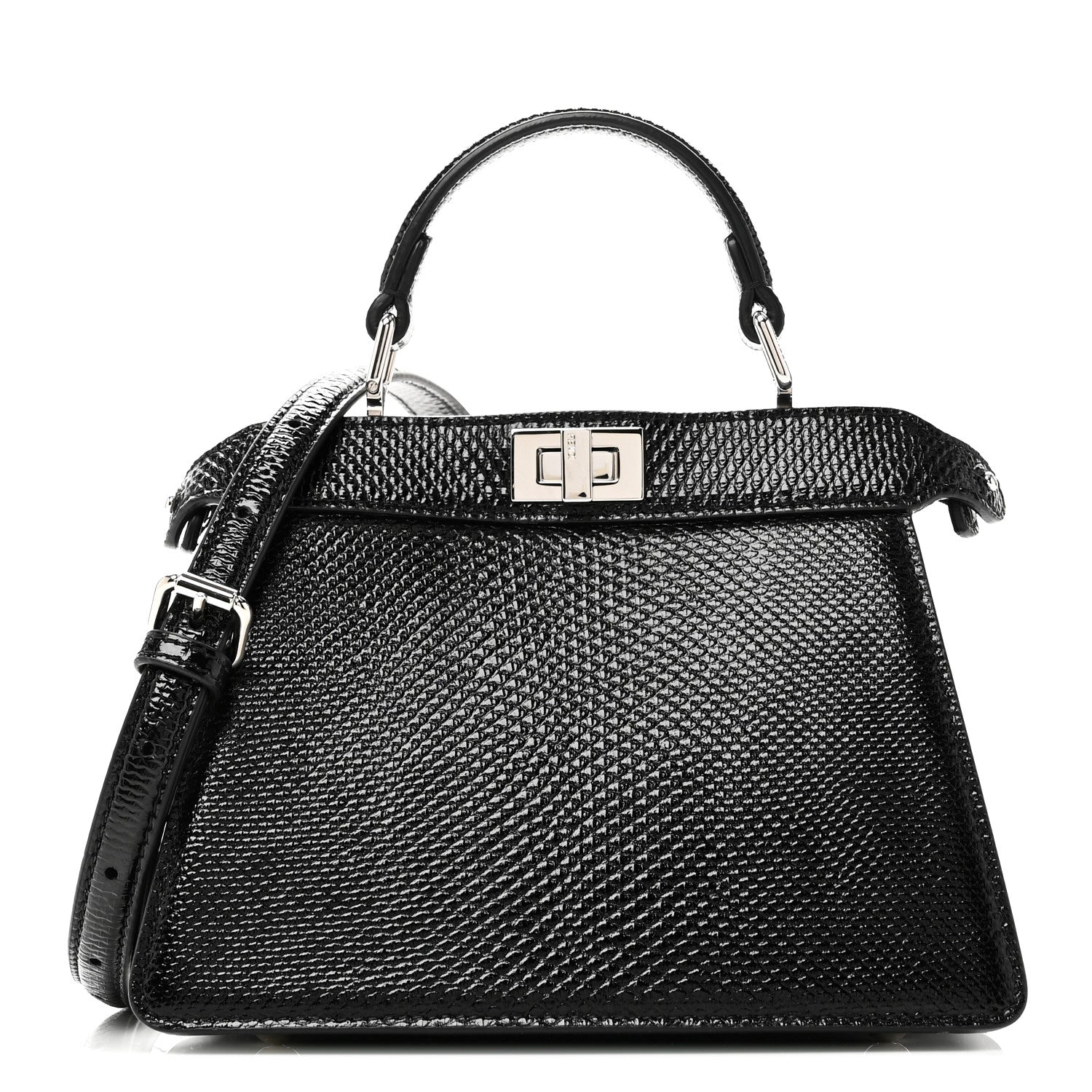 Fendi Lizard Petite Peekaboo I SEE U Satchel Black 1 of 10