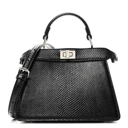 Fendi Lizard Petite Peekaboo I SEE U Satchel Black 1 of 10