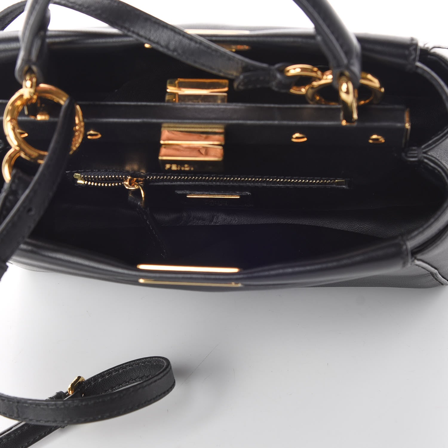 Fendi Nappa Mini Peekaboo Iconic Satchel Black 7 of 10