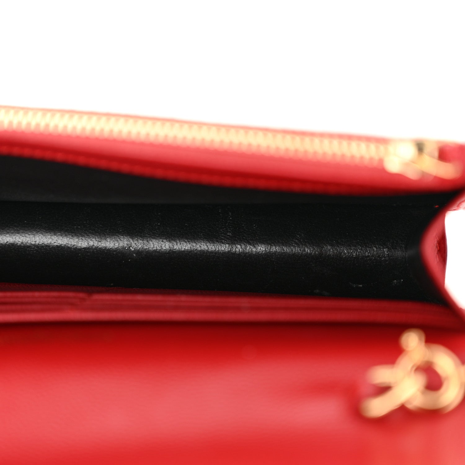 Saint Laurent Grain De Poudre Matelasse Chevron Monogram Envelope Chain Wallet  New Red 11 of 14