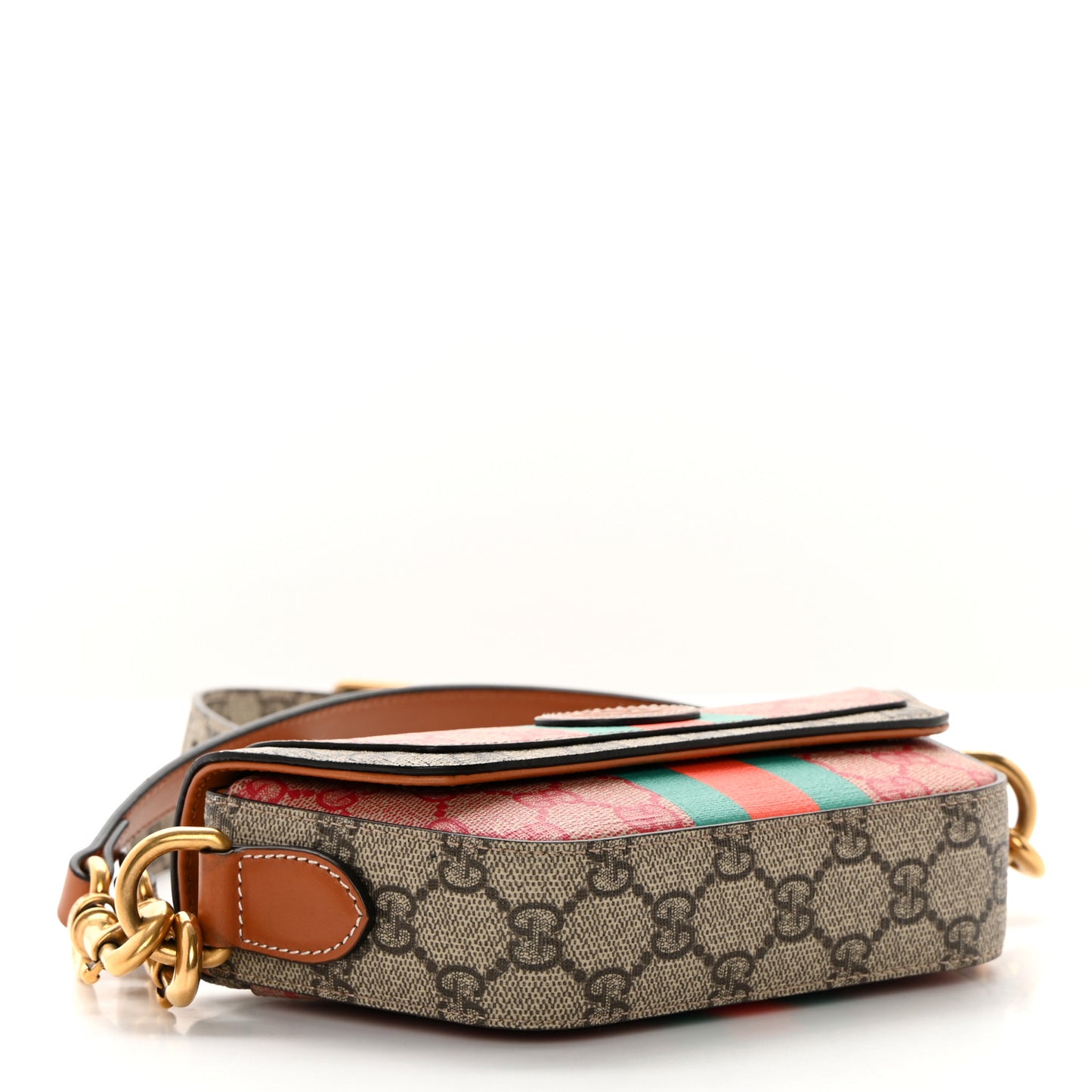 X DANS LE VERT GG Supreme Monogram Cuoio Web Mini Retro Interlocking G Top Handle Beige Rosso Ebony Harness Brown