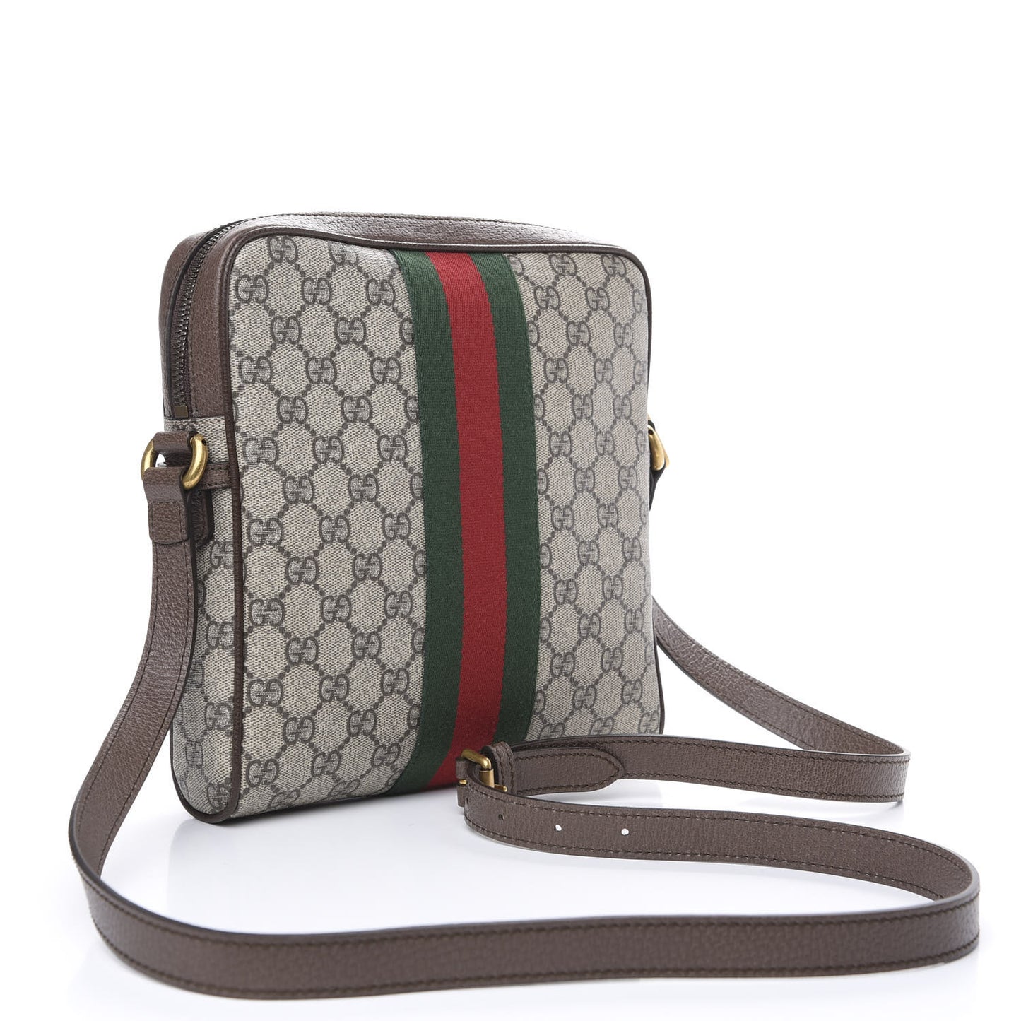 GG Supreme Monogram Web Small Ophidia Messenger Bag Brown