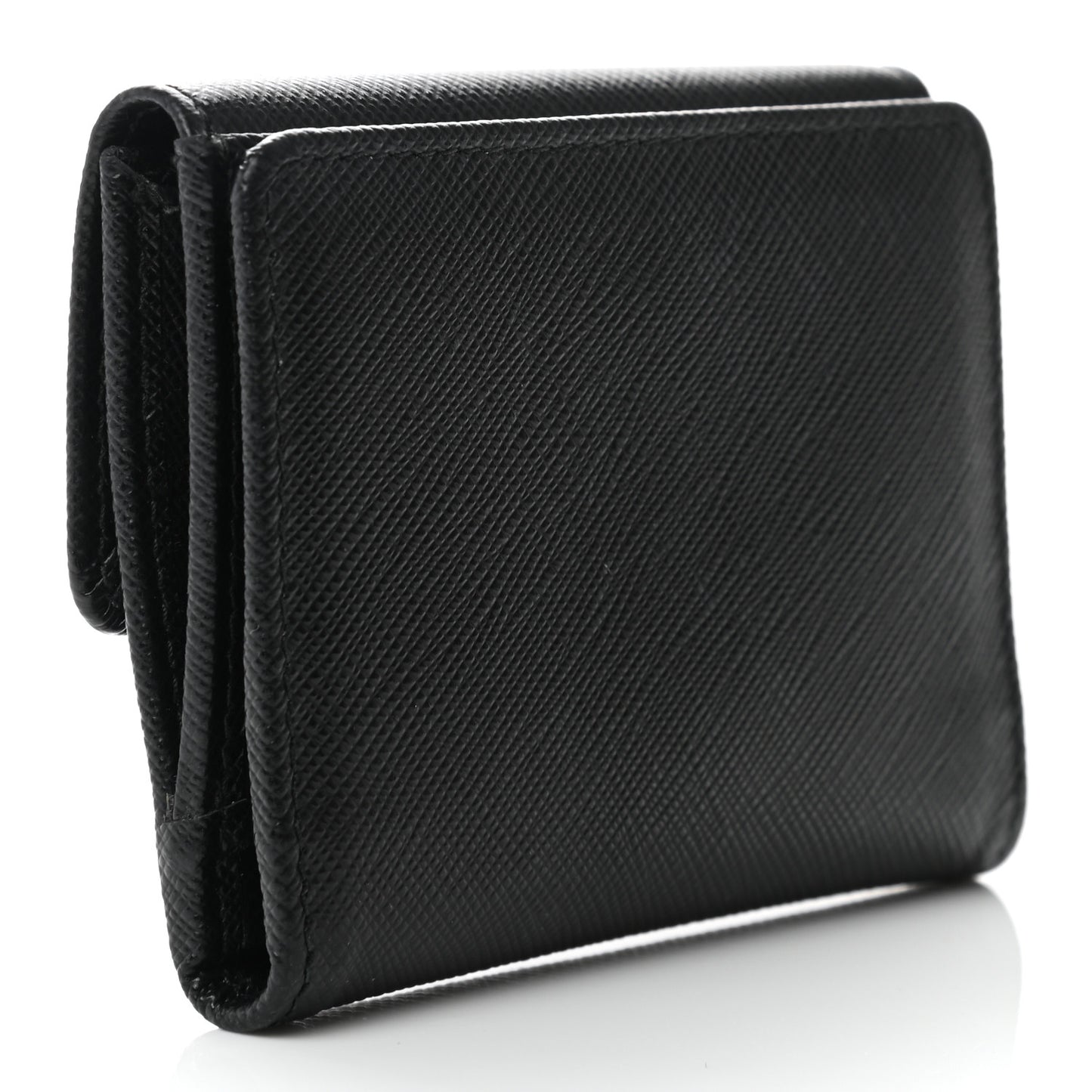 Saffiano Metal Flap Card Holder Black