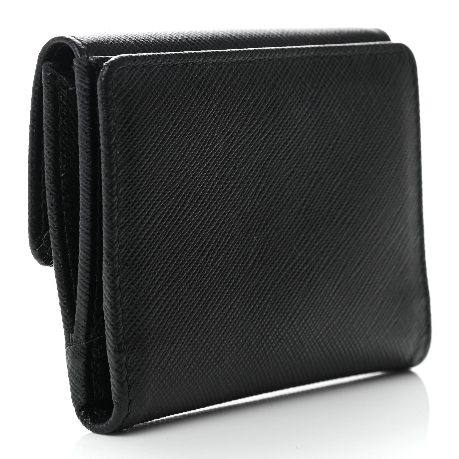 Prada Saffiano Metal Flap Card Holder Black 3 of 8