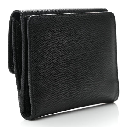 Prada Saffiano Metal Flap Card Holder Black 3 of 8