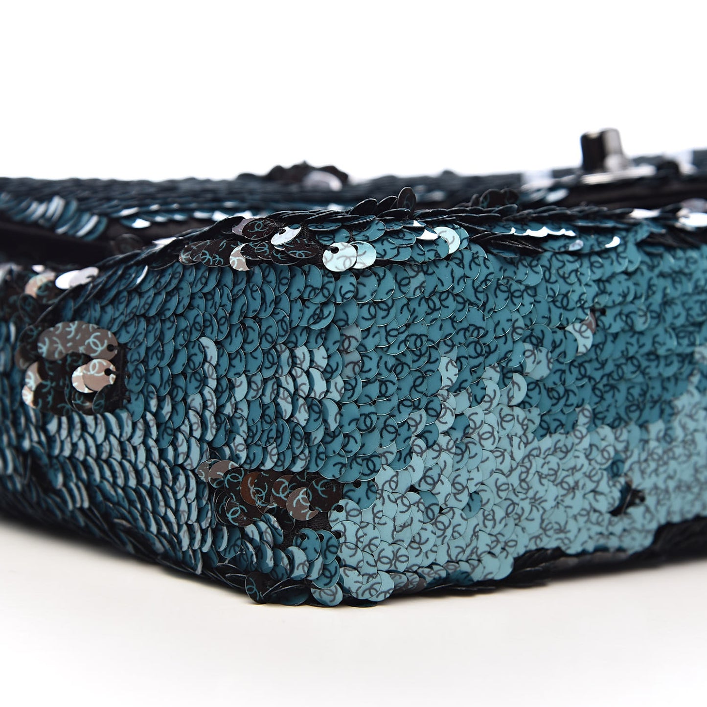 Sequin Lambskin Mini Flap Blue Black