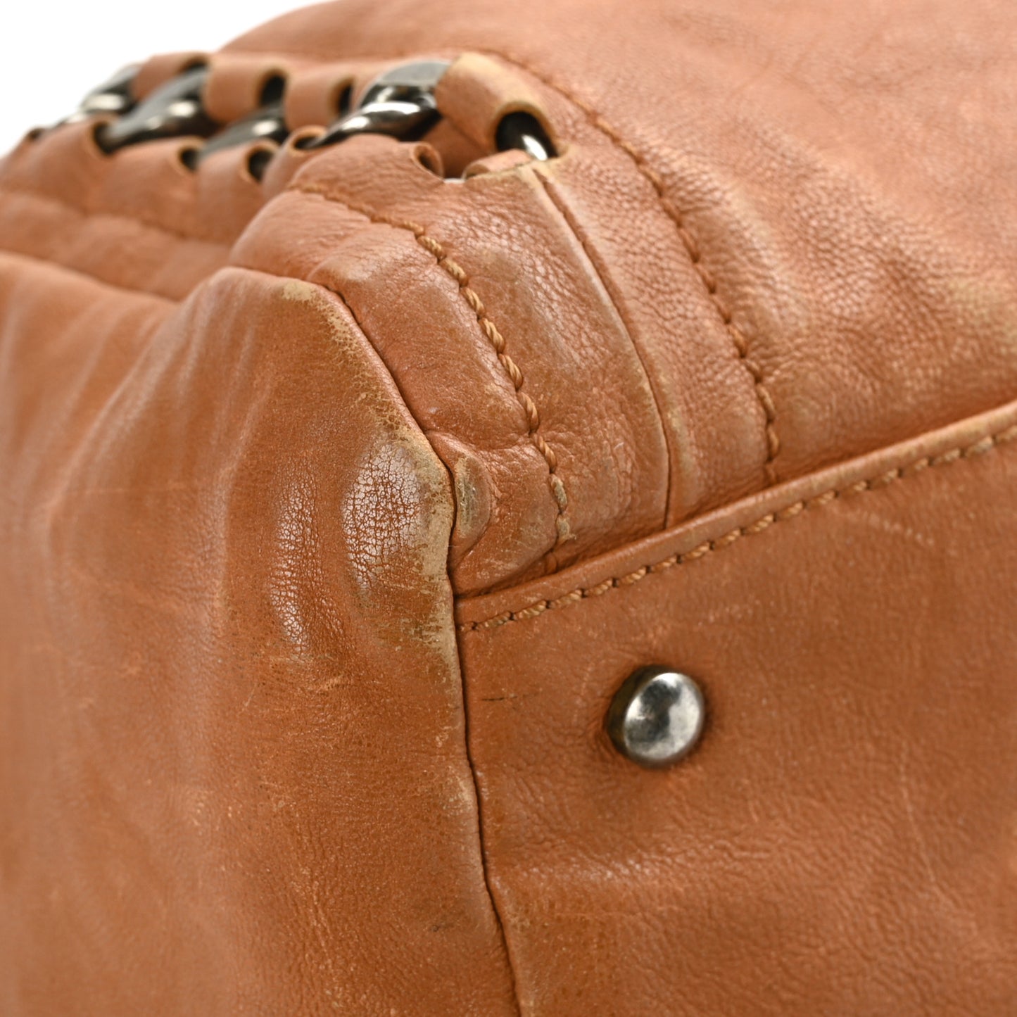 Calfskin Large East West Modern Chain Tote Dark Beige