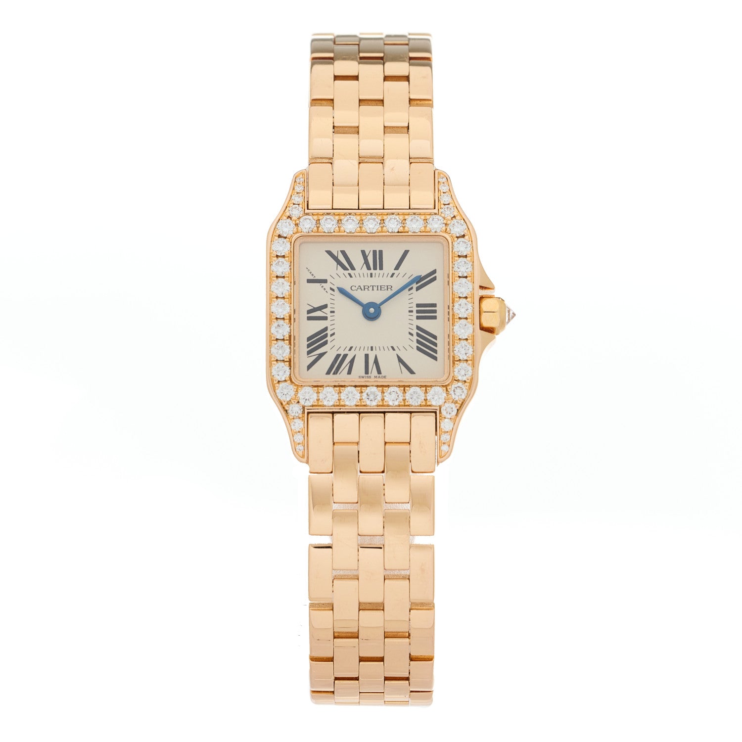 Cartier 18K Pink Gold Diamond Bezel 20mm Santos Demoiselle Quartz Watch 2 of 10