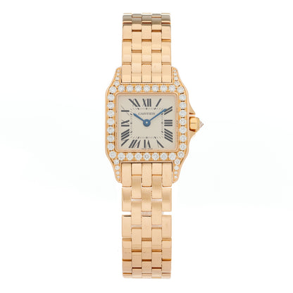 Cartier 18K Pink Gold Diamond Bezel 20mm Santos Demoiselle Quartz Watch 2 of 10