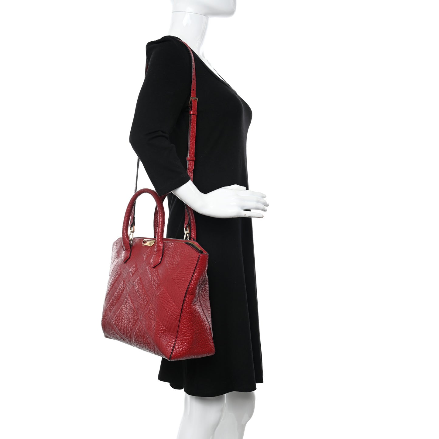 Heritage Grain Check Embossed Medium Dewsbury Tote Military Red
