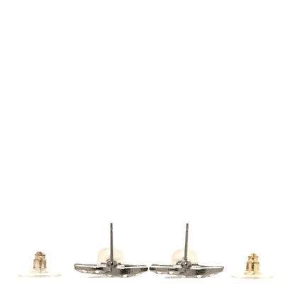 Chanel Crystal Pearl CC Drop Earrings Silver Pearly White 3 of 5