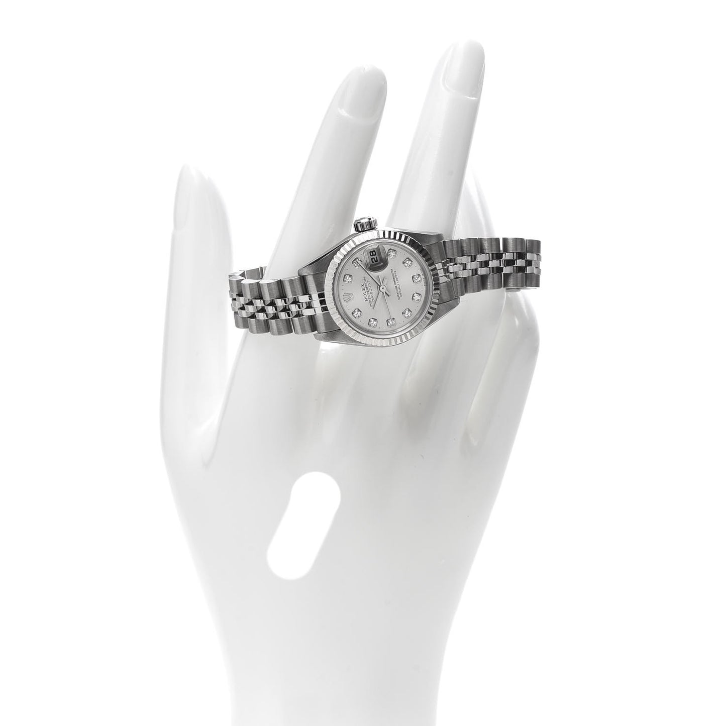 Stainless Steel 18K White Gold Diamond 26mm Oyster Perpetual Datejust Watch Silver 69174
